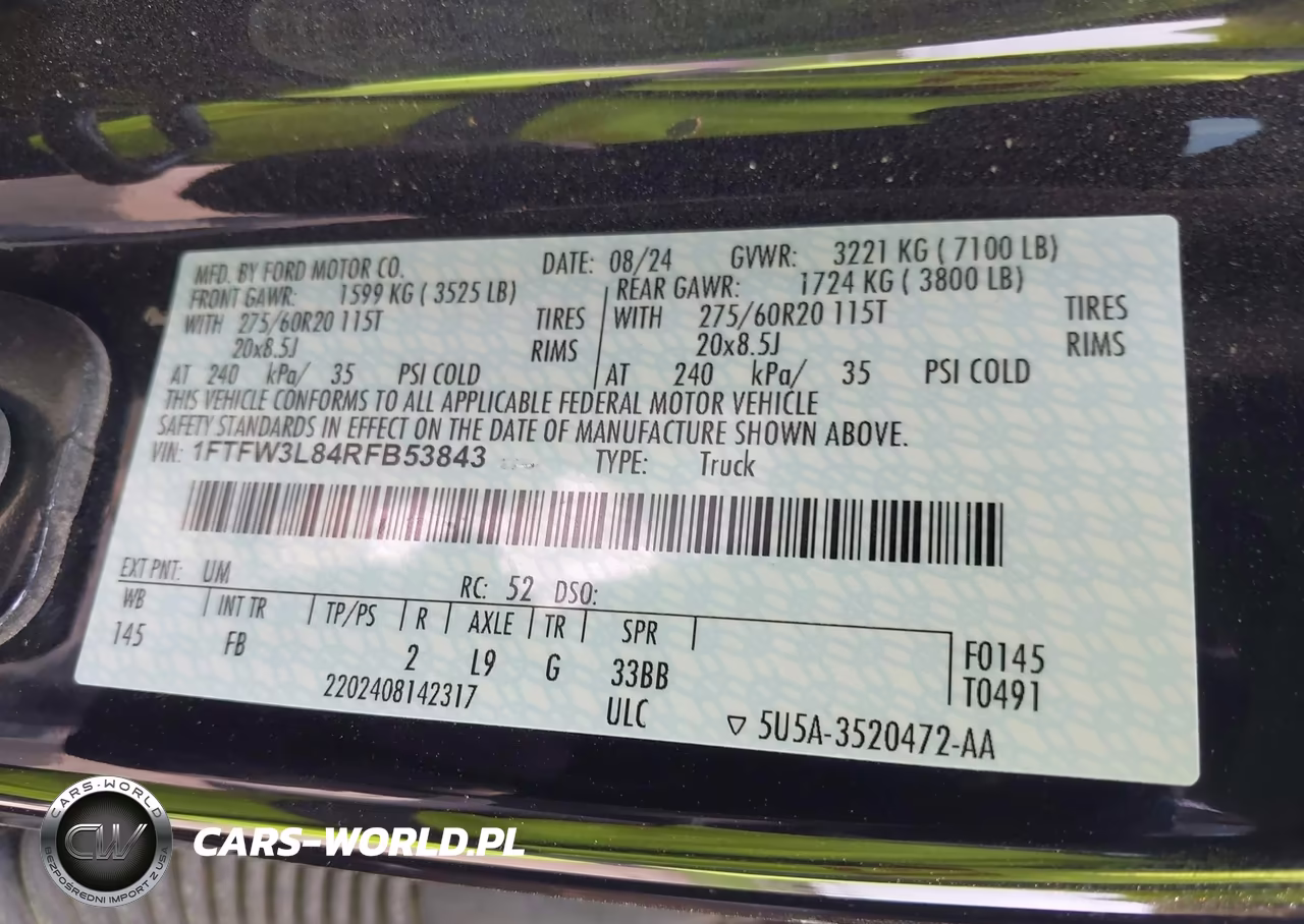 2024 Ford F-150 Xlt VIN:1FTFW3L84RFB53843 - 9