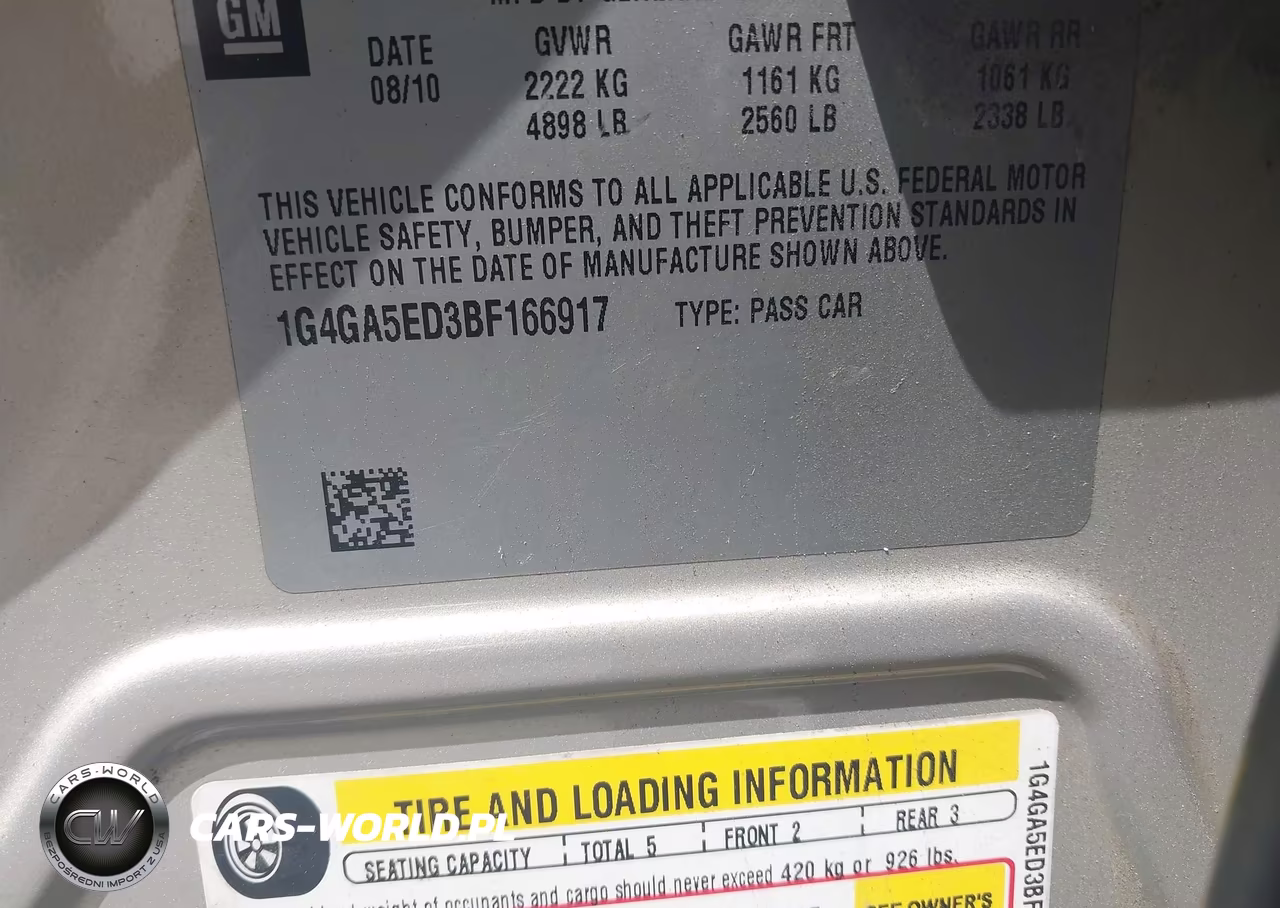 2011 Buick Lacrosse Cx VIN:1G4GA5ED3BF166917 - 9