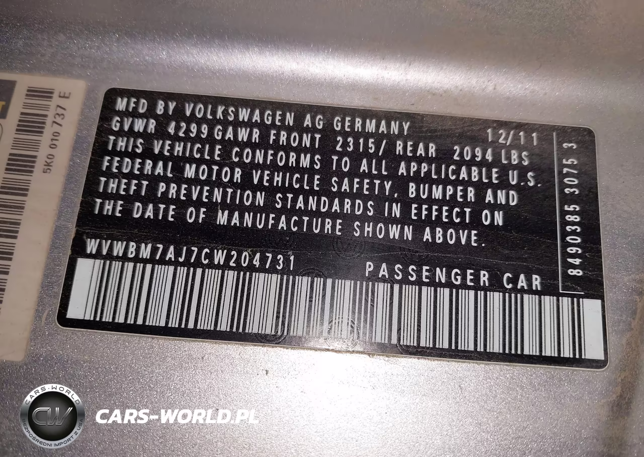2012 Volkswagen Golf Tdi 2-Door VIN:WVWBM7AJ7CW204731 - 9
