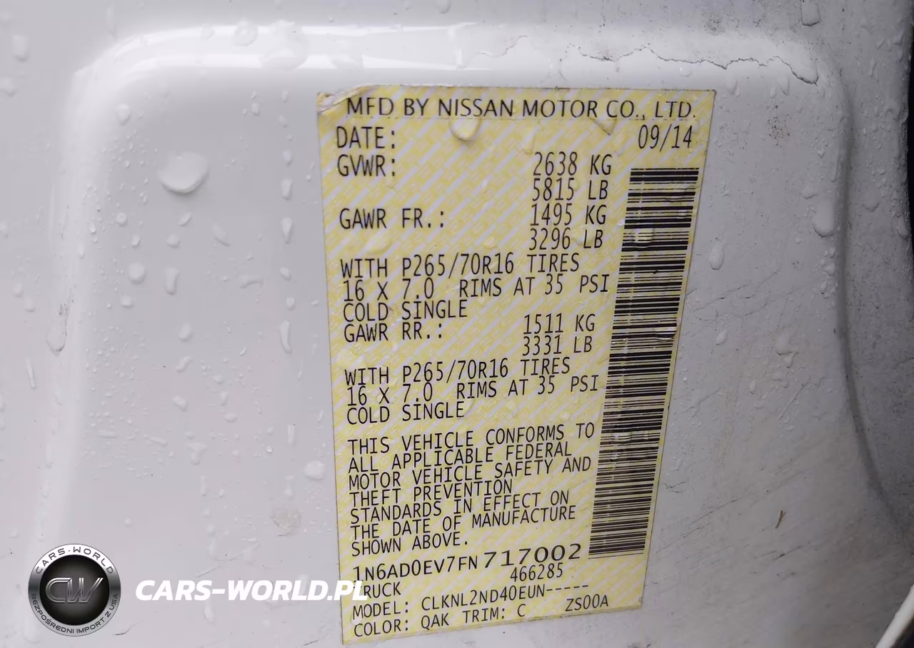 2015 Nissan Frontier VIN:1N6AD0EV7FN717002 - 9