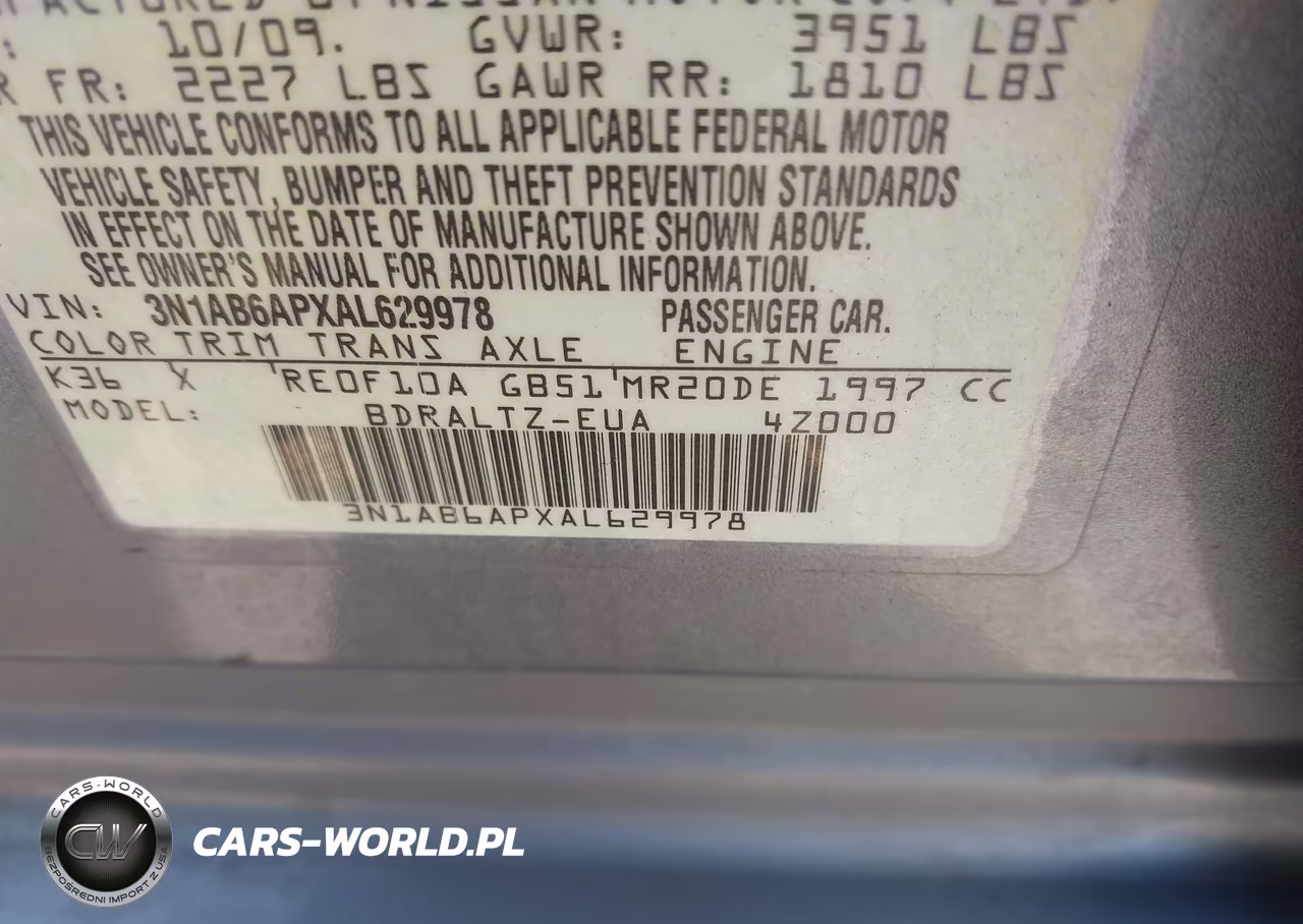 2010 Nissan Sentra 2.0S VIN:3N1AB6APXAL629978 - 9