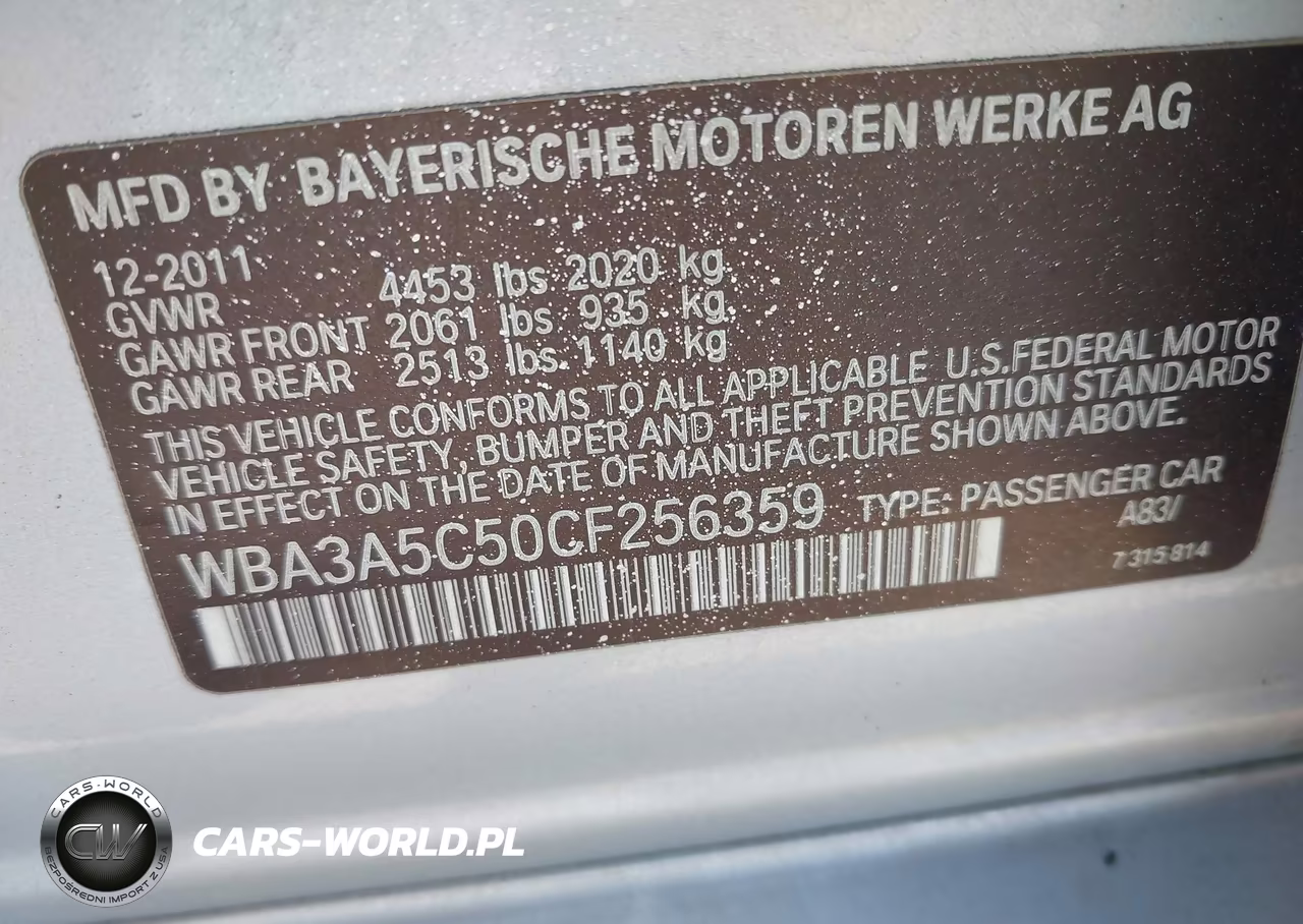 2012 BMW 328I VIN:WBA3A5C50CF256359 - 9