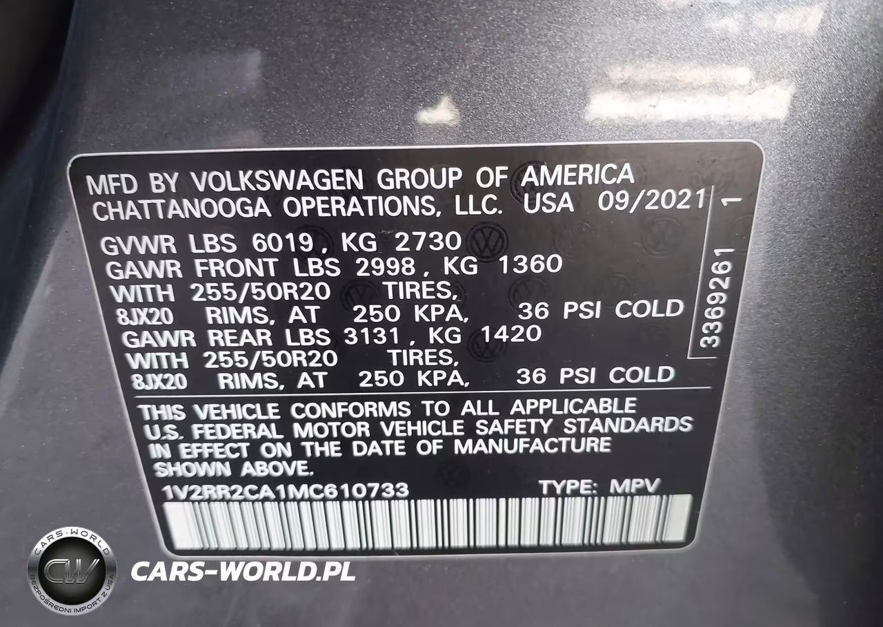 2021 Volkswagen Atlas 3.6L V6 Se W-Technology R-Line VIN:1V2RR2CA1MC610733 - 9