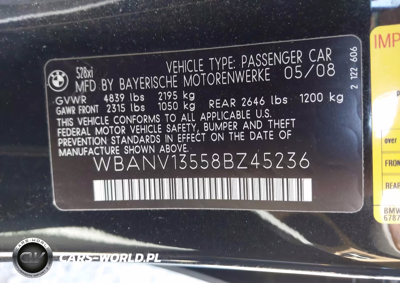 2008 BMW 528Xi VIN:WBANV13558BZ45236 - 9