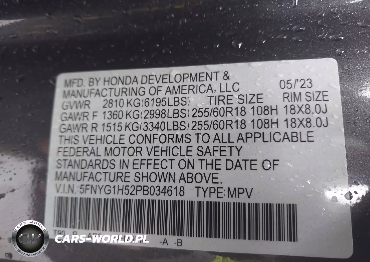 2023 Honda Pilot Awd Ex-L 7 Passenger VIN:5FNYG1H52PB034618 - 9