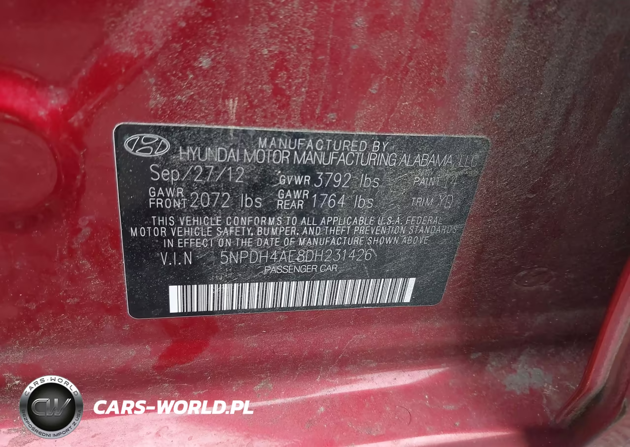 2013 Hyundai Elantra Limited VIN:5NPDH4AE8DH231426 - 9