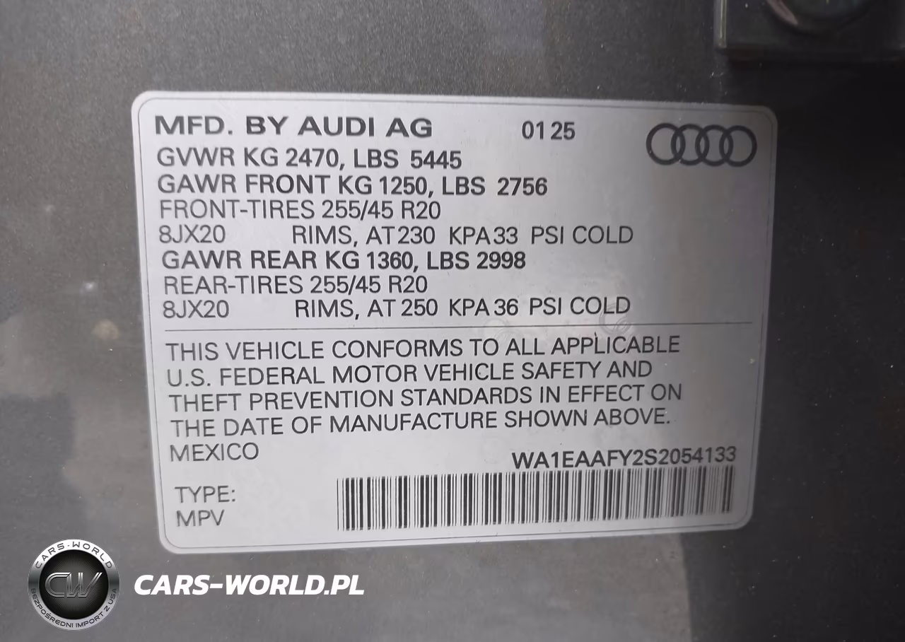 2025 Audi Q5 Premium Plus 45 Tfsi S Line Quattro S Tronic VIN:WA1EAAFY2S2054133 - 9
