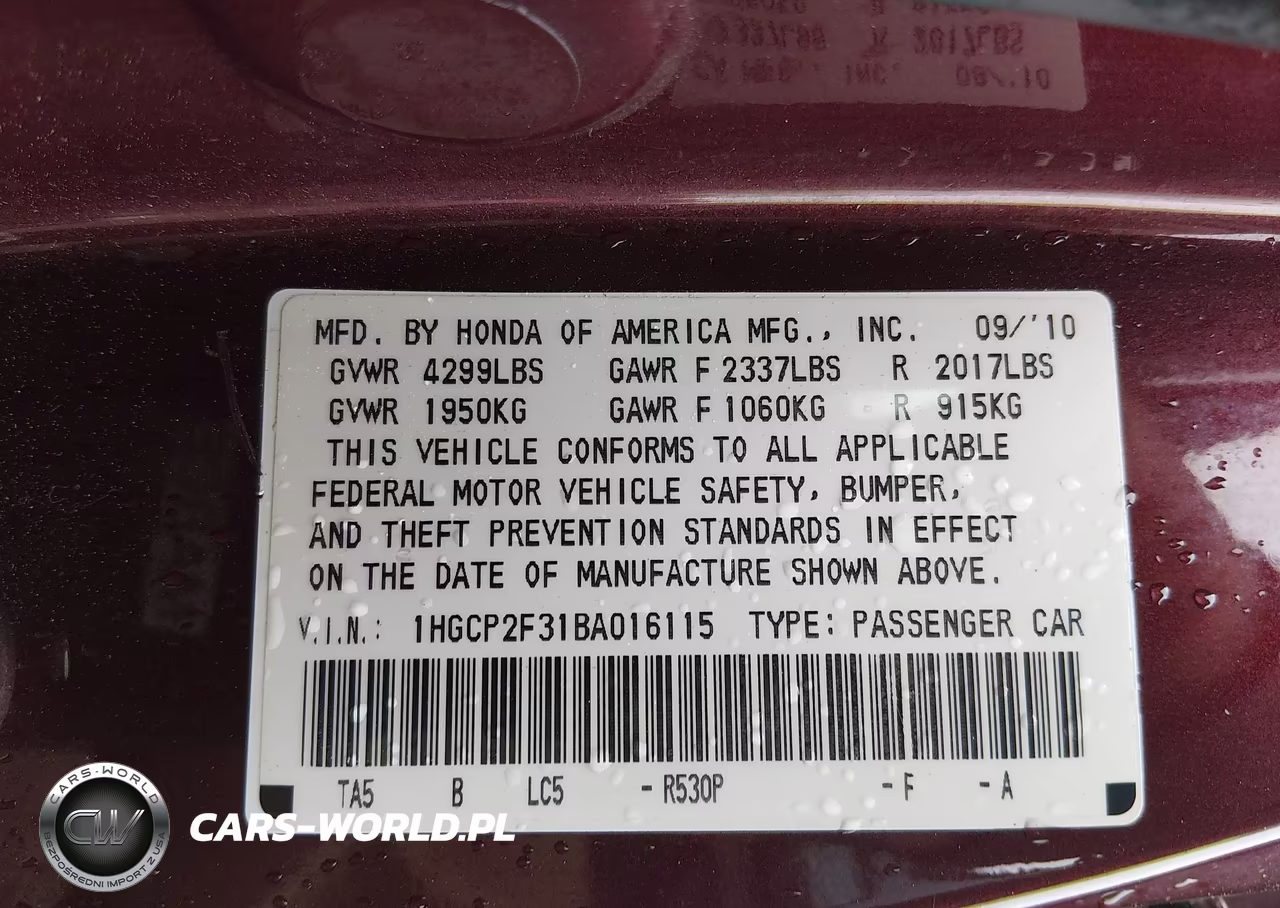 2011 Honda Accord 2.4 Lx VIN:1HGCP2F31BA016115 - 9
