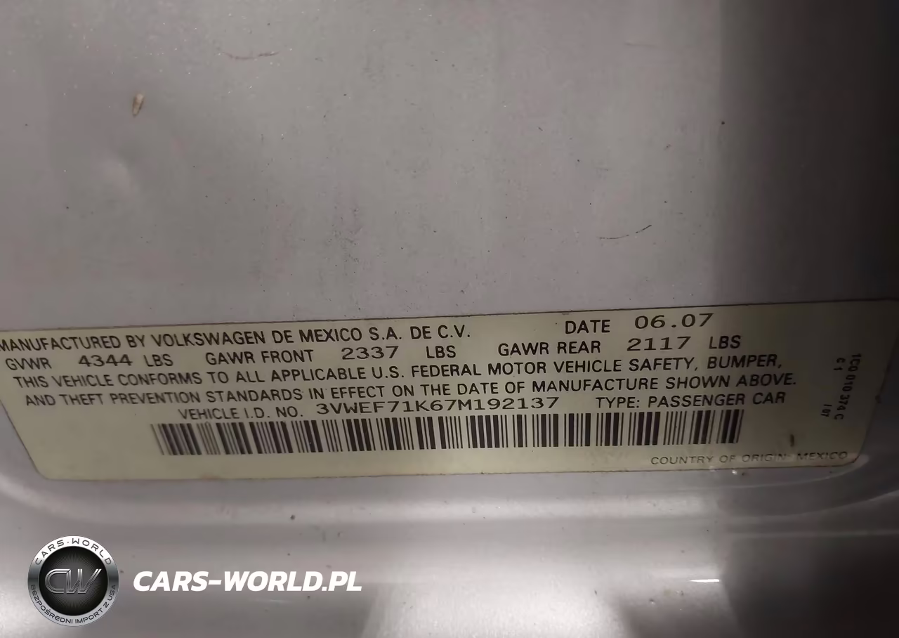 2007 Volkswagen Jetta Wolfsburg Edition VIN:3VWEF71K67M192137 - 9