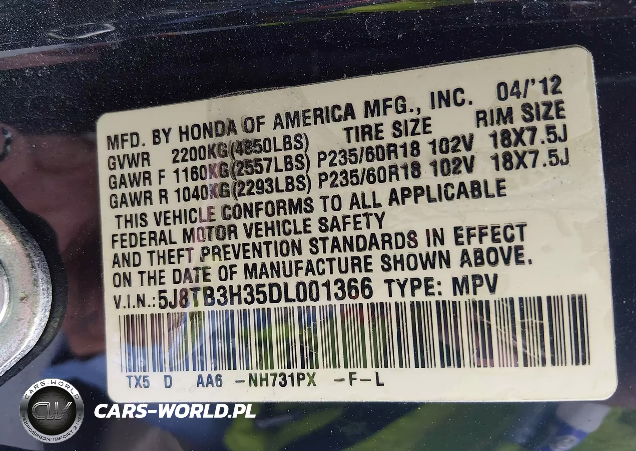 2013 Acura Rdx VIN:5J8TB3H35DL001366 - 9