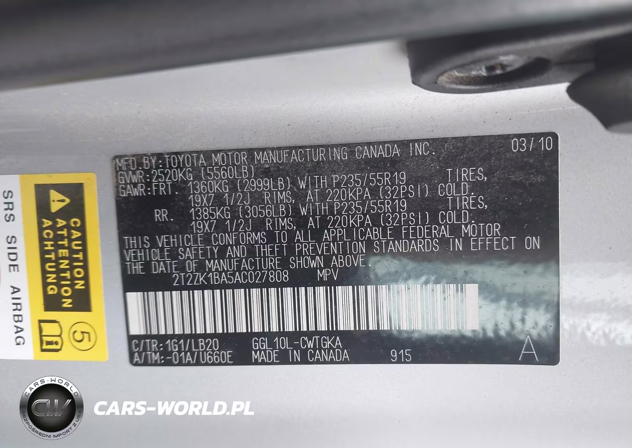 2010 Lexus Rx 350 VIN:2T2ZK1BA5AC027808 - 9