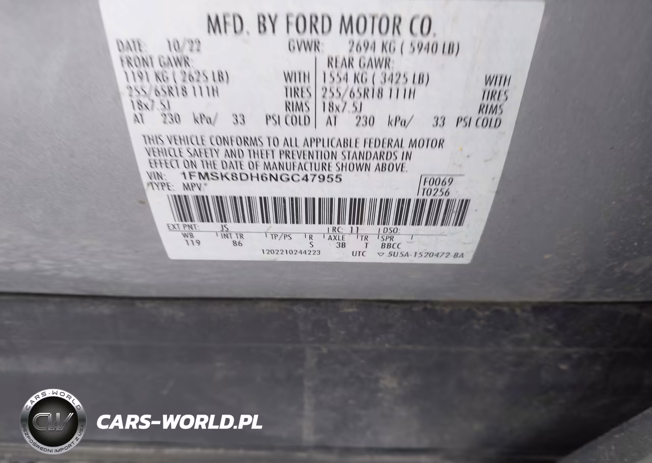 2022 Ford Explorer Xlt VIN:1FMSK8DH6NGC47955 - 9
