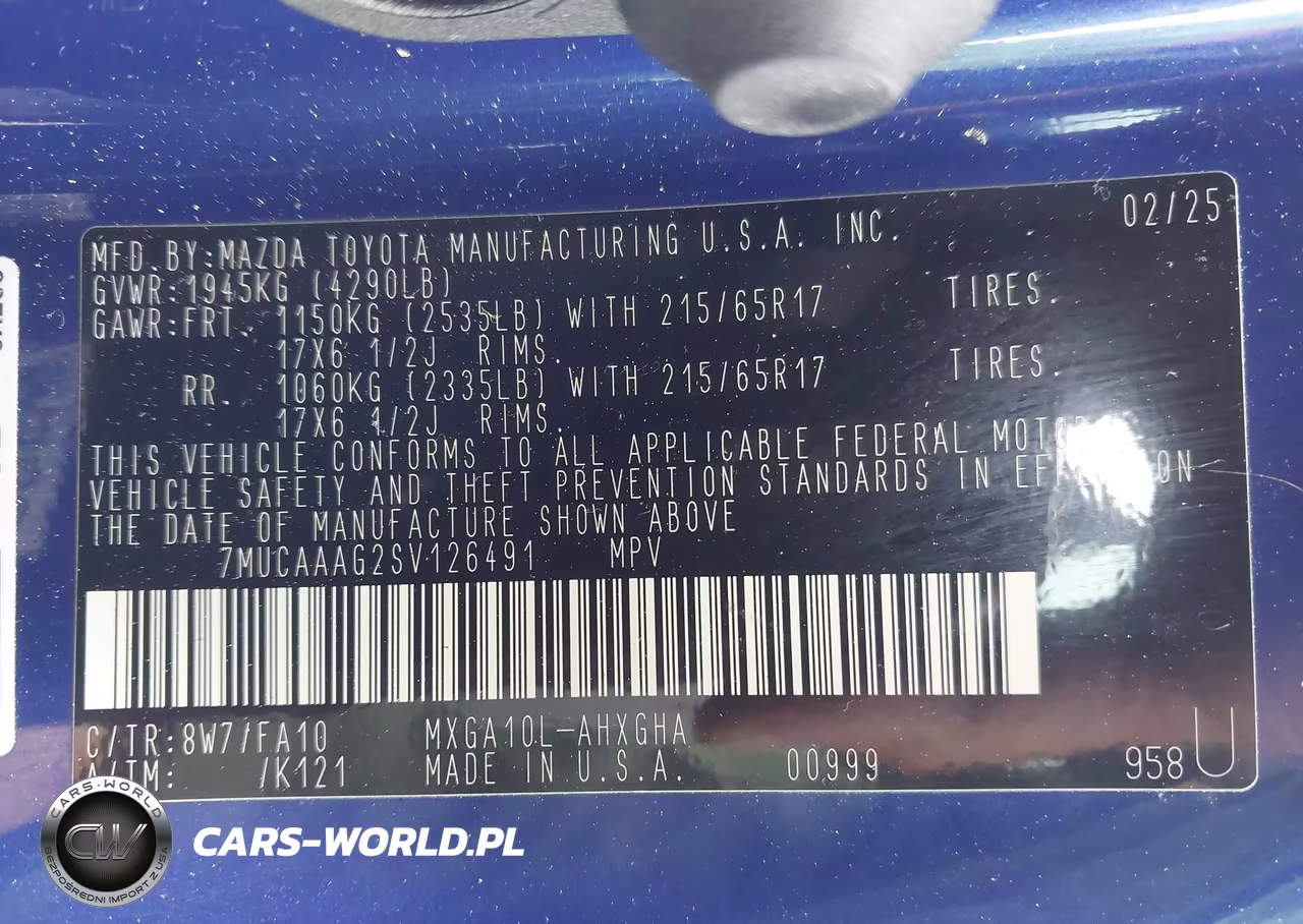2025 Toyota Corolla Cross Le VIN:7MUCAAAG2SV126491 - 9