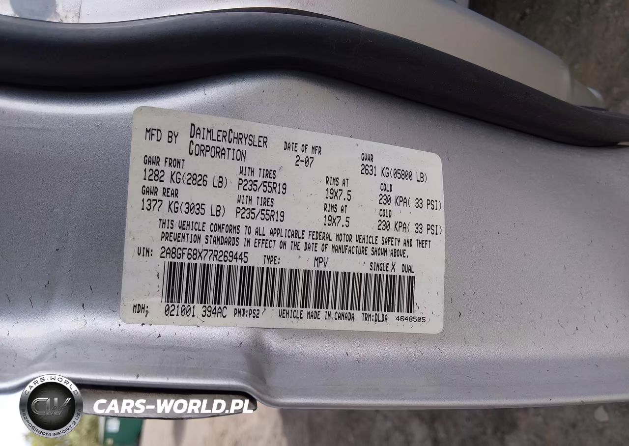 2007 Chrysler Pacifica Touring VIN:2A8GF68X77R269445 - 9