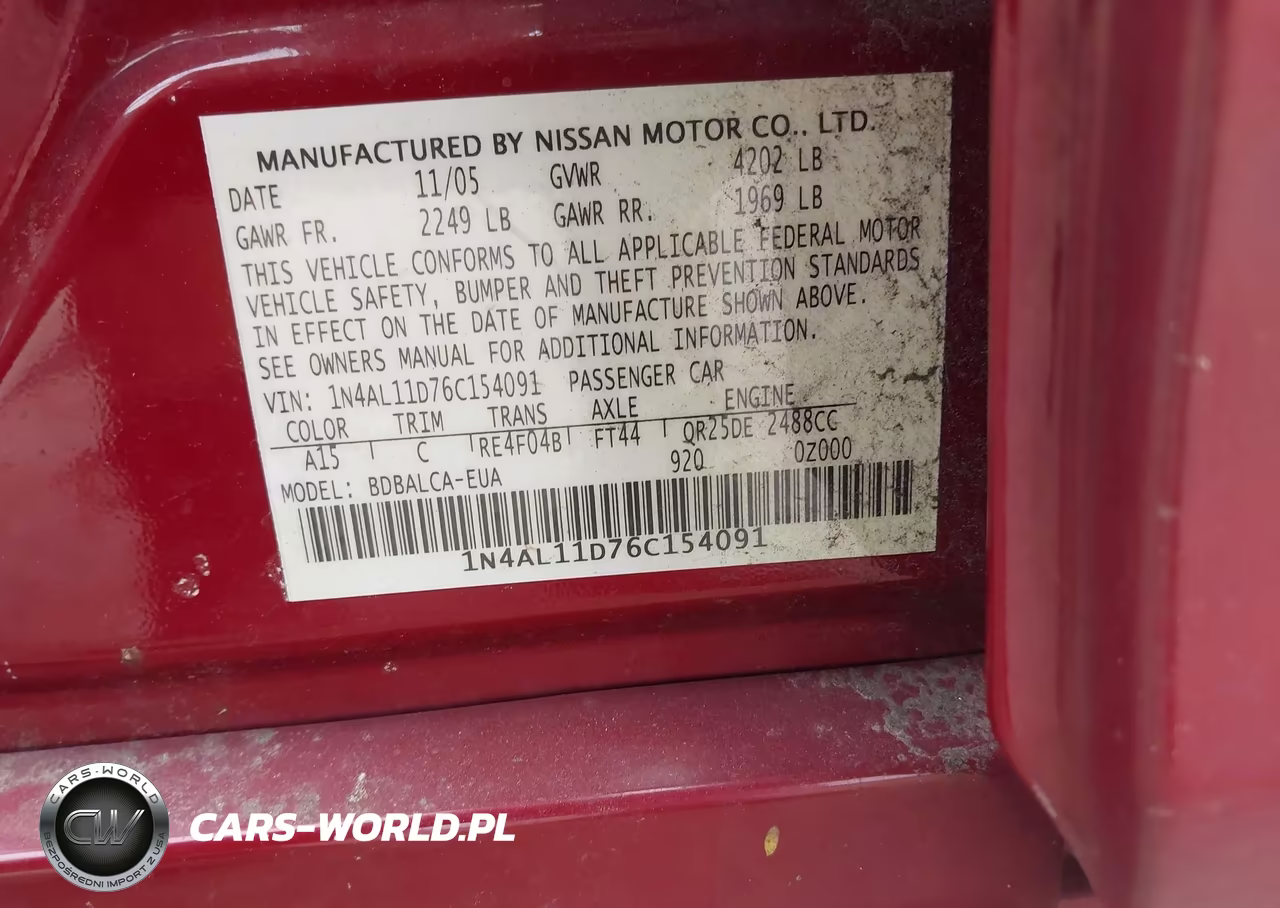 2006 Nissan Altima 2.5 S VIN:1N4AL11D76C154091 - 9