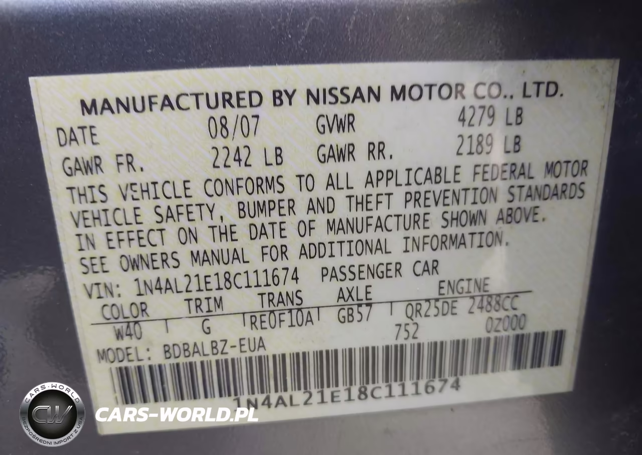 2008 Nissan Altima 2.5 S VIN:1N4AL21E18C111674 - 9