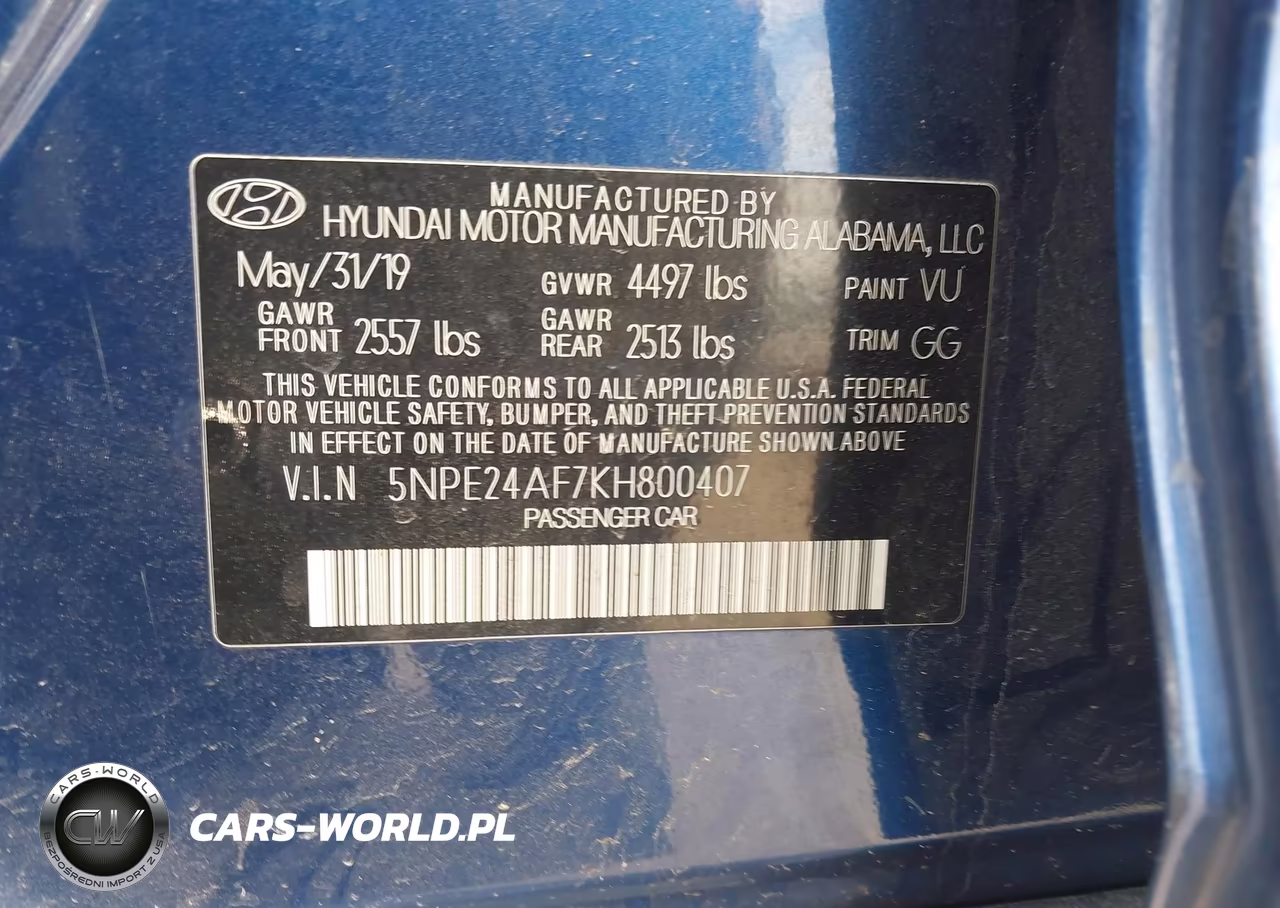 2019 Hyundai Sonata Se VIN:5NPE24AF7KH800407 - 9