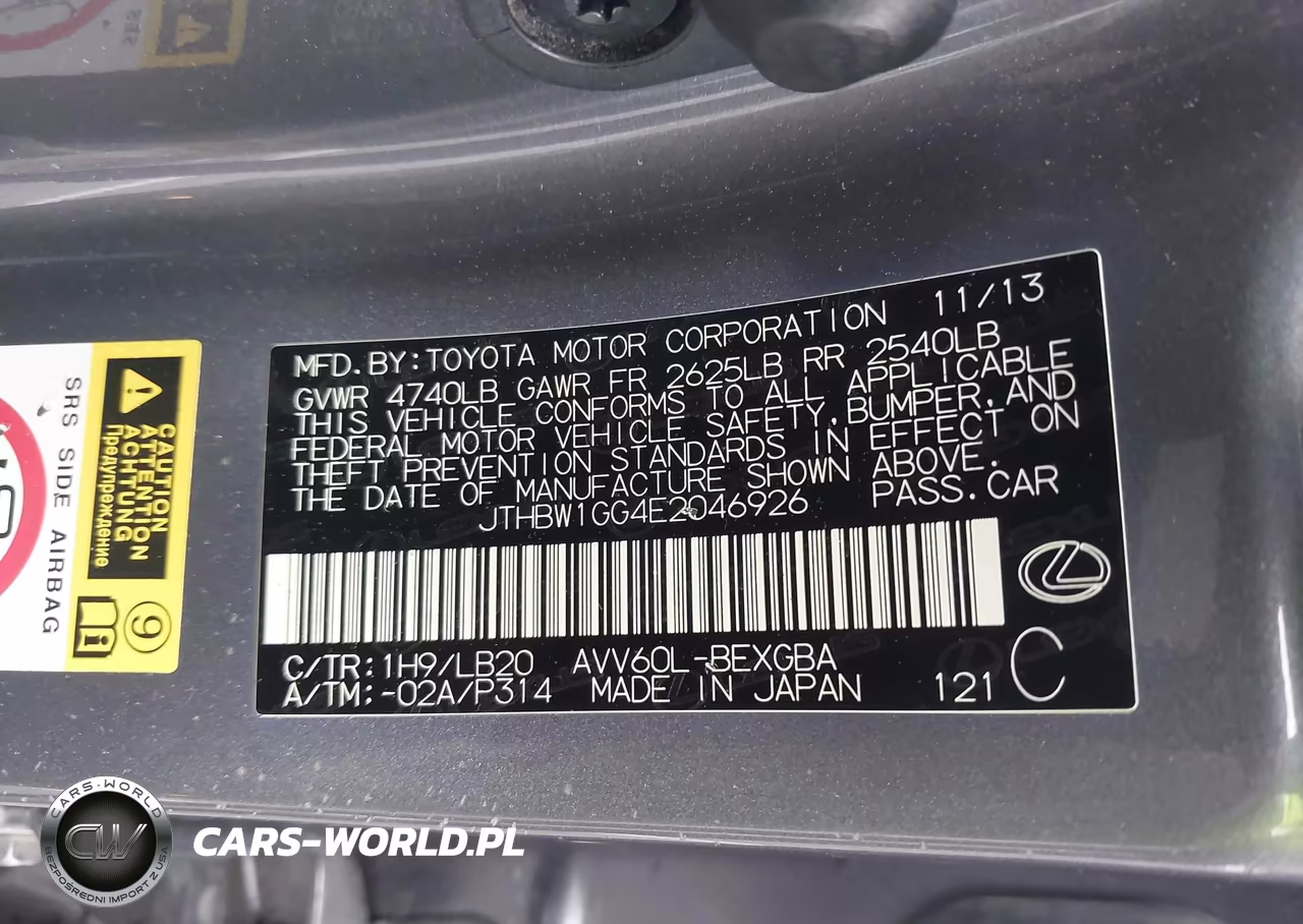 2014 Lexus Es 300H VIN:JTHBW1GG4E2046926 - 9