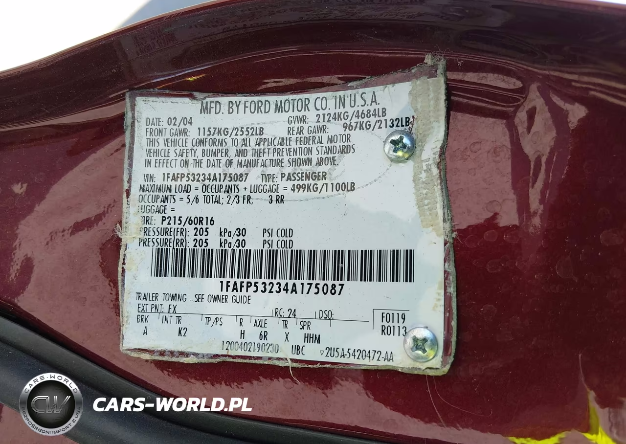 2004 Ford Taurus Se VIN:1FAFP53234A175087 - 9