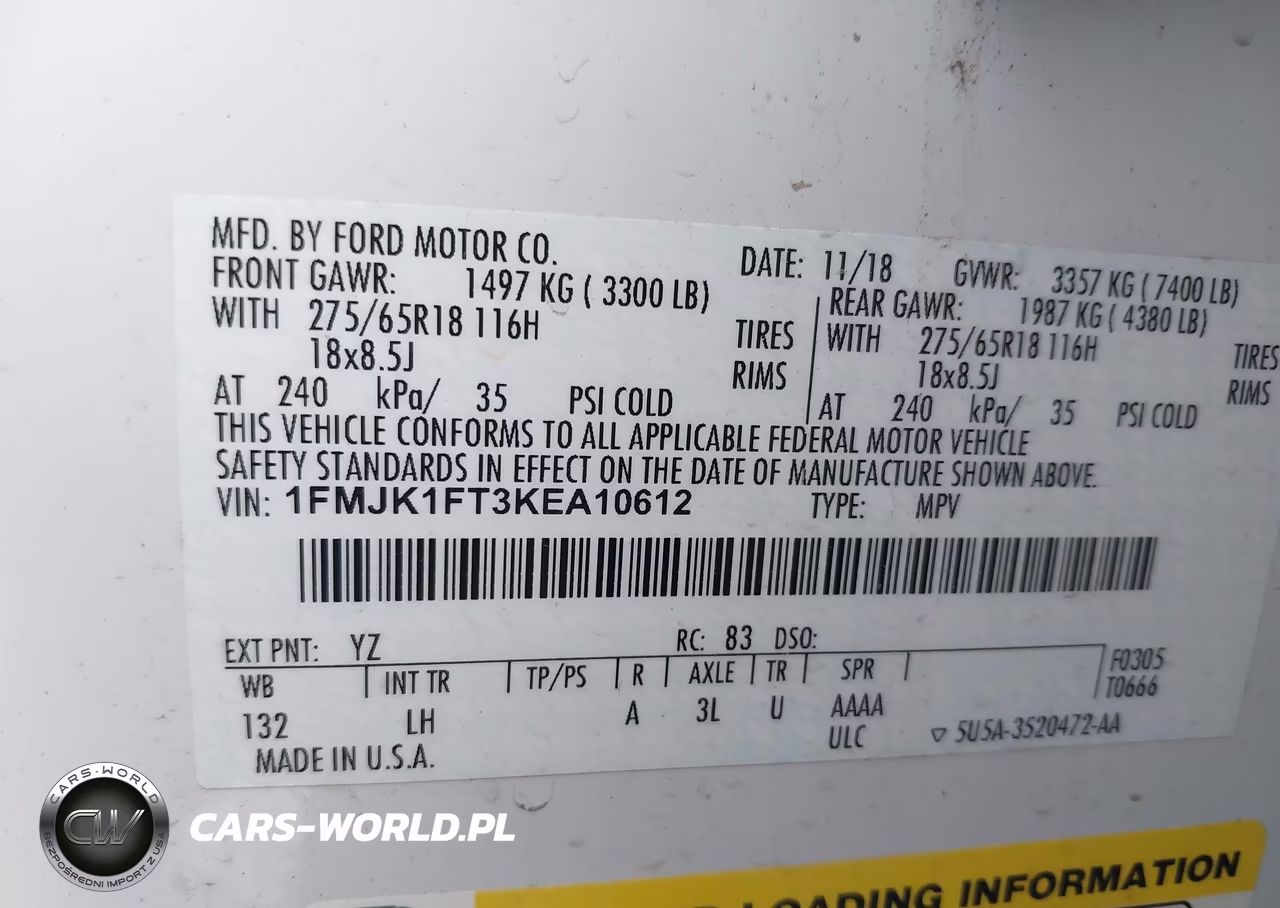 2019 Ford Expedition Max Xl VIN:1FMJK1FT3KEA10612 - 9