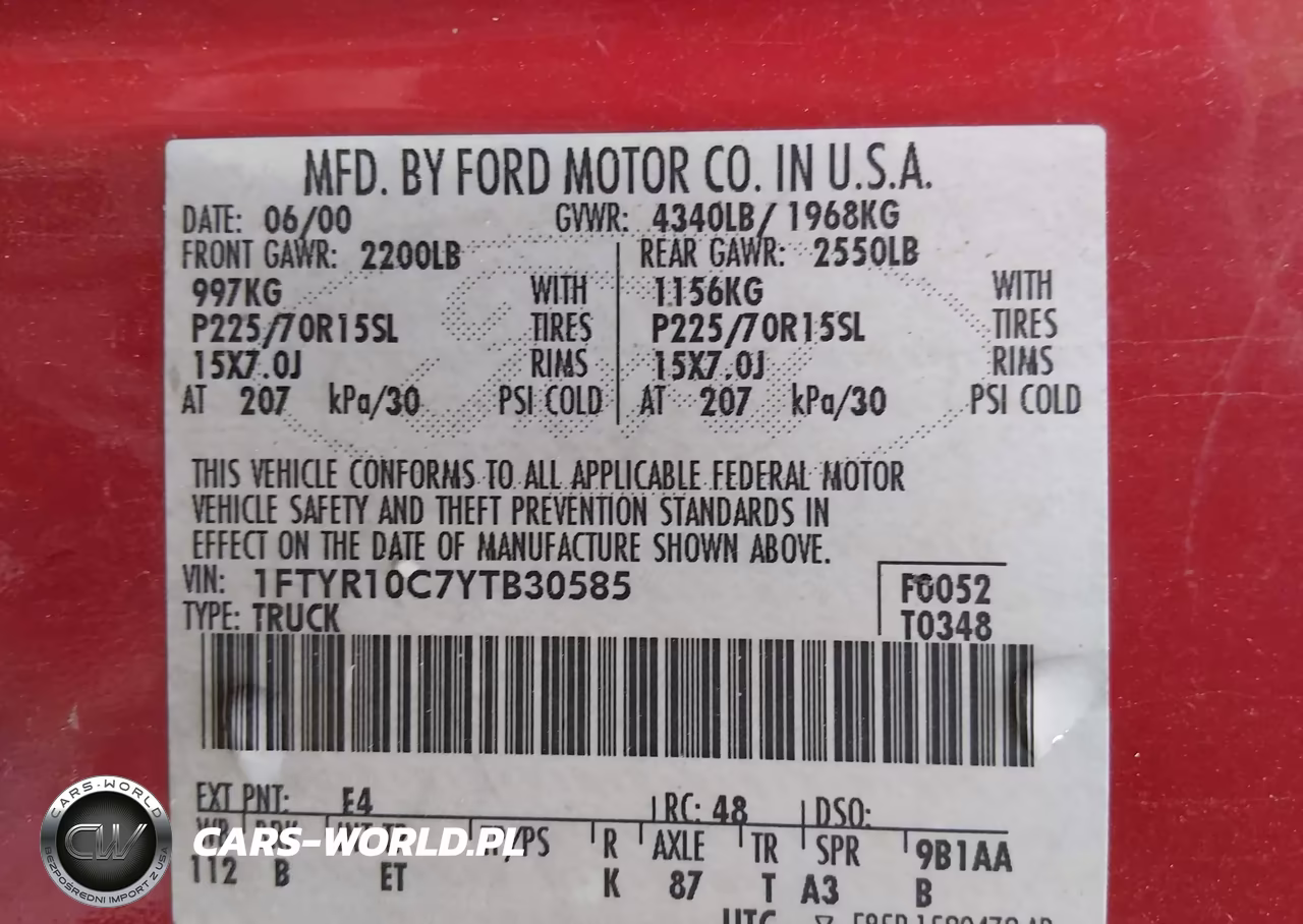 2000 Ford Ranger Xl-Xlt VIN:1FTYR10C7YTB30585 - 9