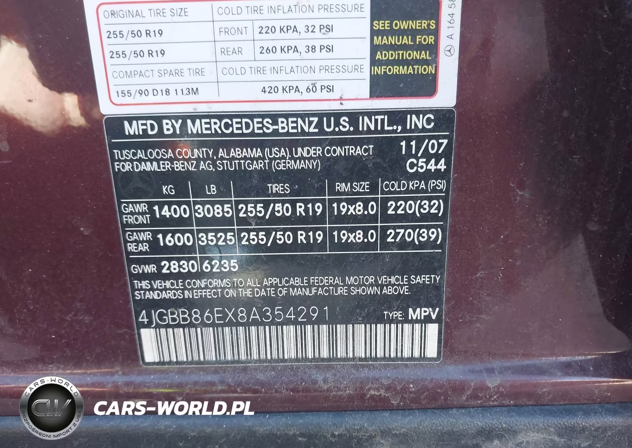 2008 Mercedes-Benz Ml 350 4Matic VIN:4JGBB86EX8A354291 - 9