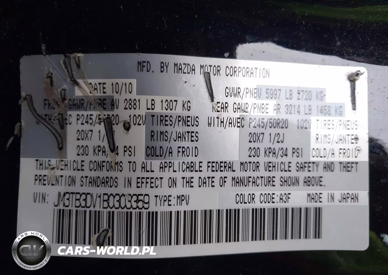 2011 Mazda Cx-9 Grand Touring VIN:JM3TB3DV1B0303359 - 9