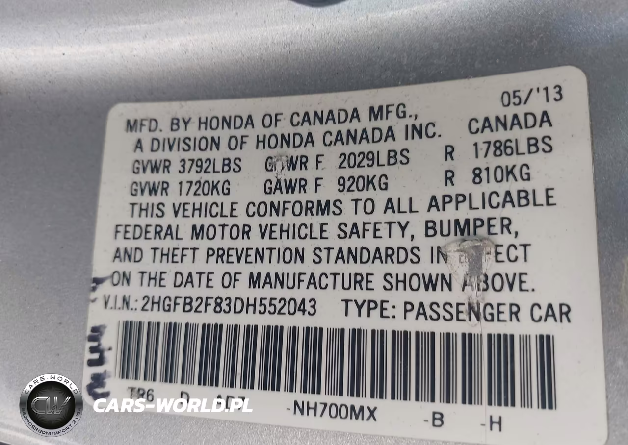 2013 Honda Civic Ex VIN:2HGFB2F83DH552043 - 9