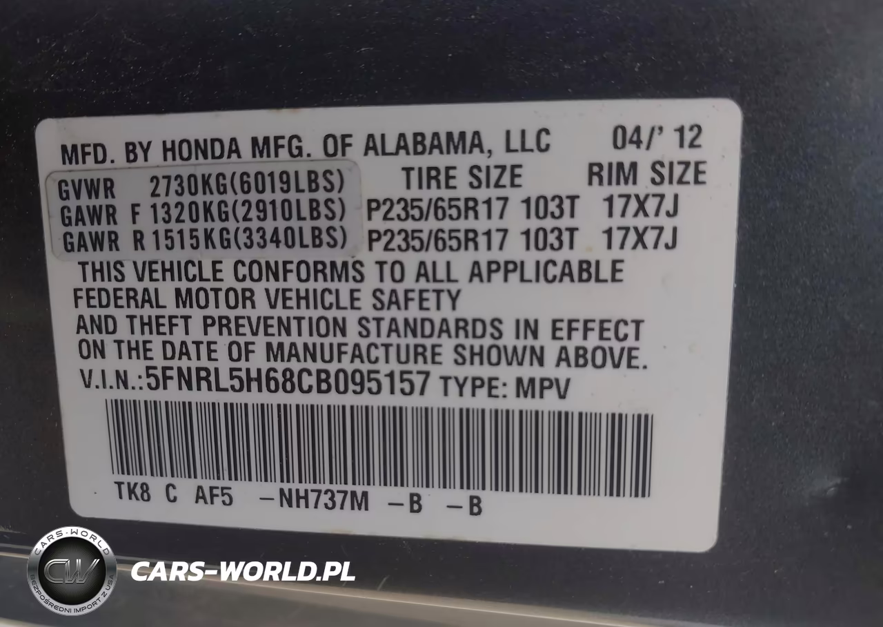 2012 Honda Odyssey Ex-L VIN:5FNRL5H68CB095157 - 9