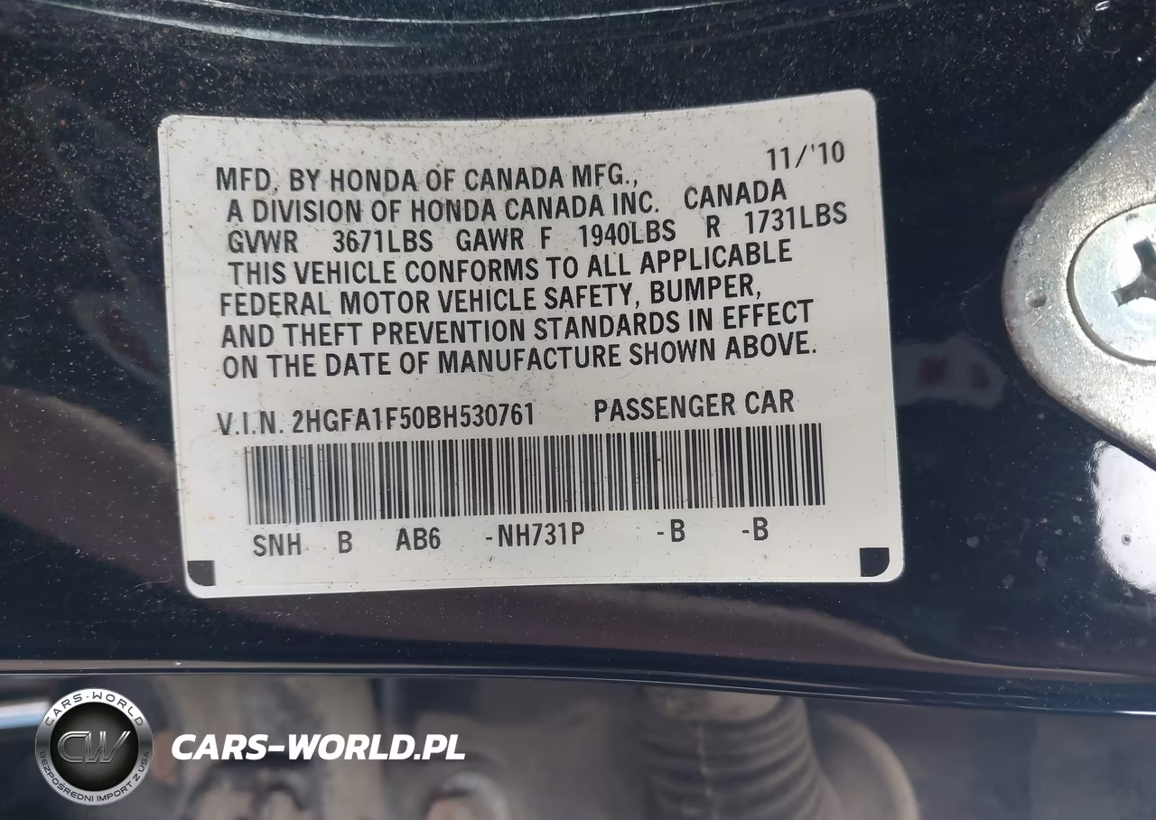 2011 Honda Civic Lx VIN:2HGFA1F50BH530761 - 9
