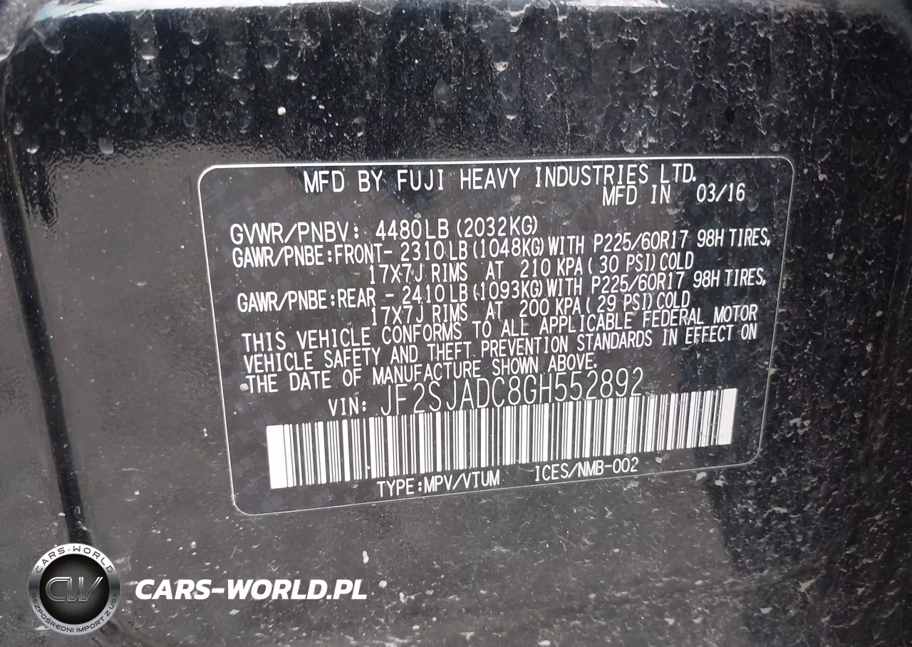 2016 Subaru Forester 2.5I Premium VIN:JF2SJADC8GH552892 - 9