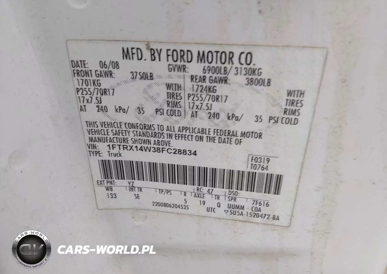 2008 Ford F-150 Stx-Xl-Xlt VIN:1FTRX14W38FC28834 - 9