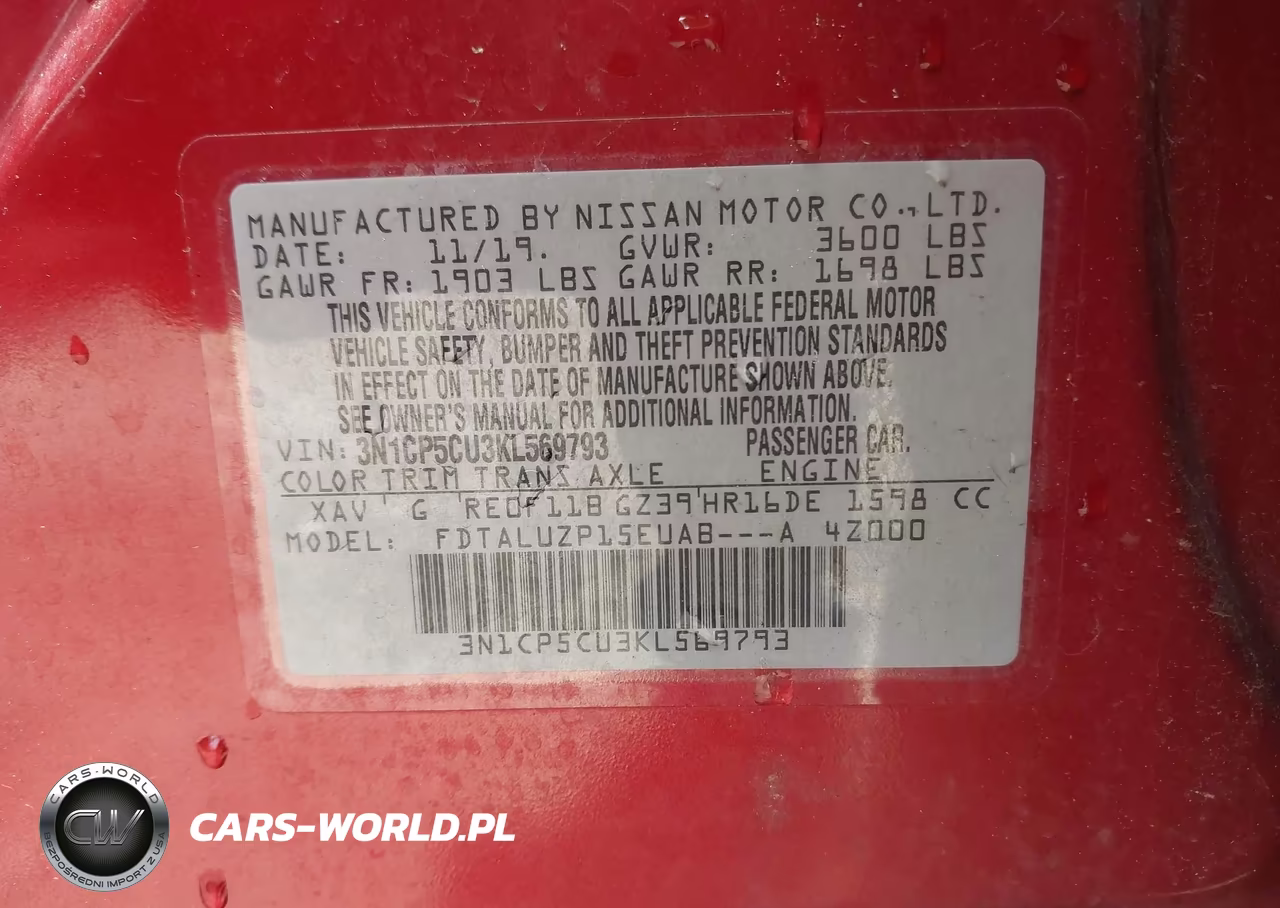 2019 Nissan Kicks Sr VIN:3N1CP5CU3KL569793 - 9