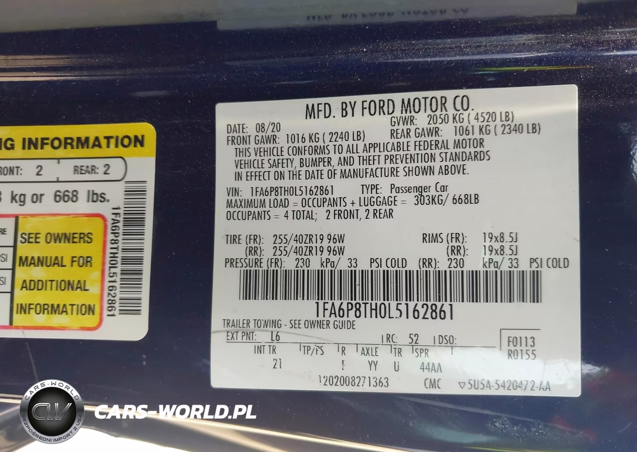 2020 Ford Mustang Ecoboost Fastback VIN:1FA6P8TH0L5162861 - 9