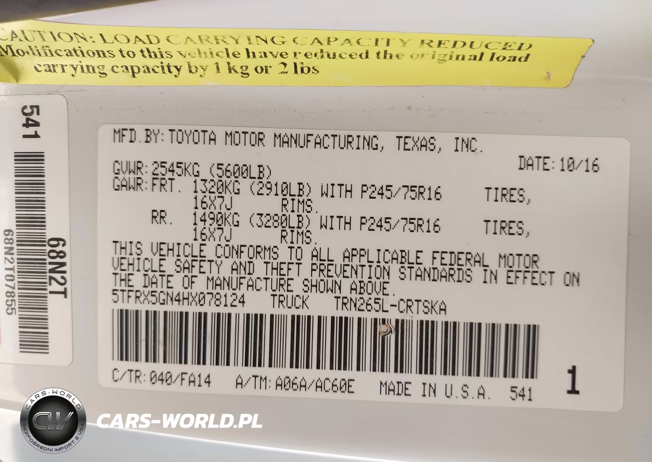 2017 Toyota Tacoma Sr VIN:5TFRX5GN4HX078124 - 9