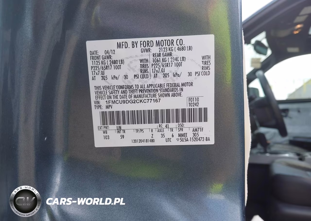 2012 Ford Escape Xlt VIN:1FMCU9DG2CKC77167 - 9