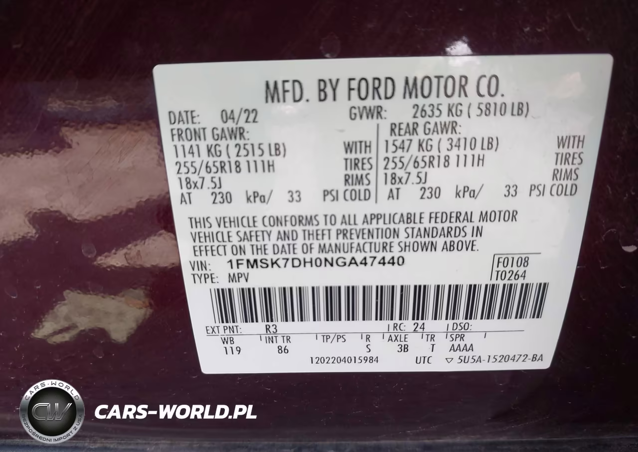 2022 Ford Explorer Xlt VIN:1FMSK7DH0NGA47440 - 9