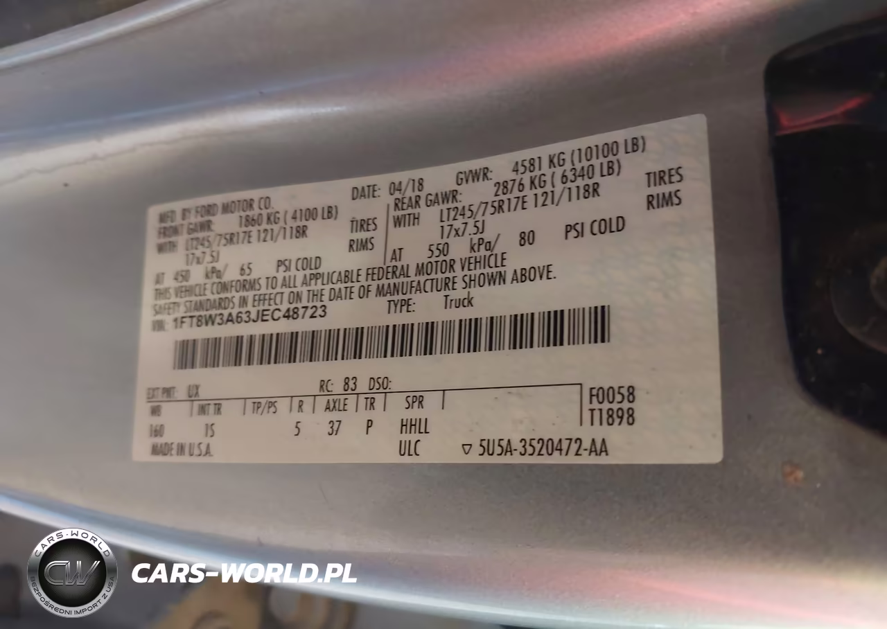 2018 Ford F-350 Xl VIN:1FT8W3A63JEC48723 - 9