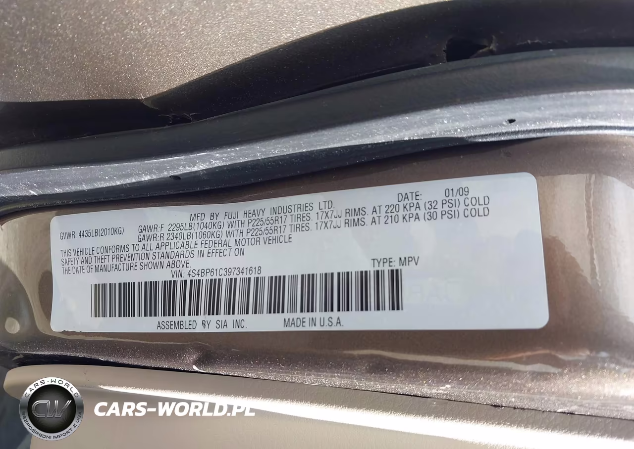 2009 Subaru Outback 2.5I VIN:4S4BP61C397341618 - 9