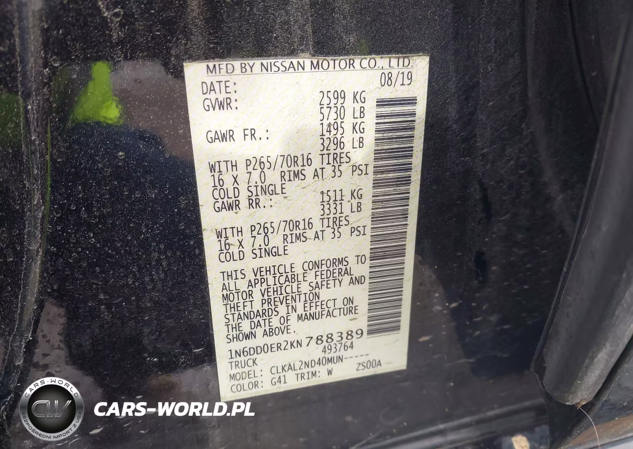 2019 Nissan Frontier Sv VIN:1N6DD0ER2KN788389 - 9