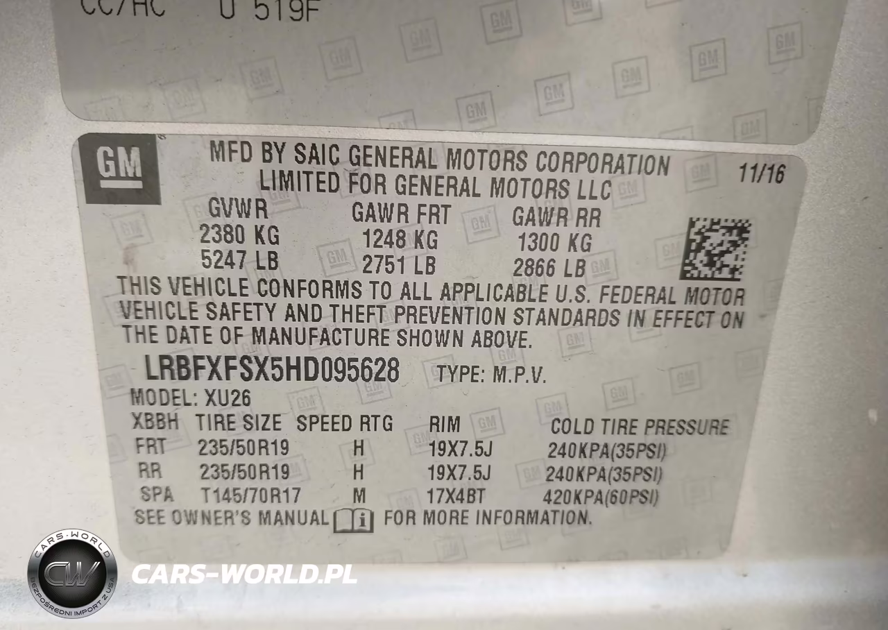 2017 Buick Envision Premium Ii VIN:LRBFXFSX5HD095628 - 9