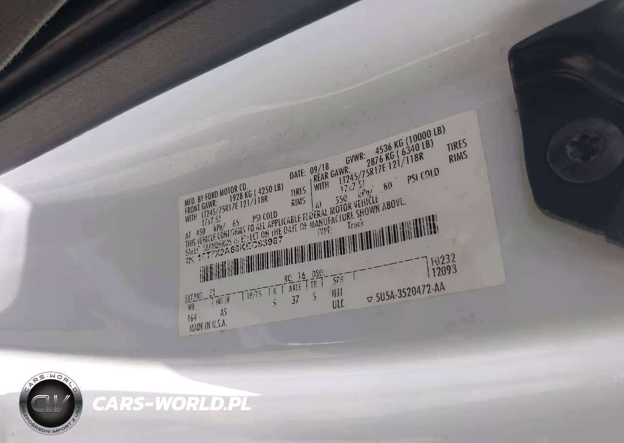 2019 Ford F-250 Xl VIN:1FT7X2A68KEC83987 - 9