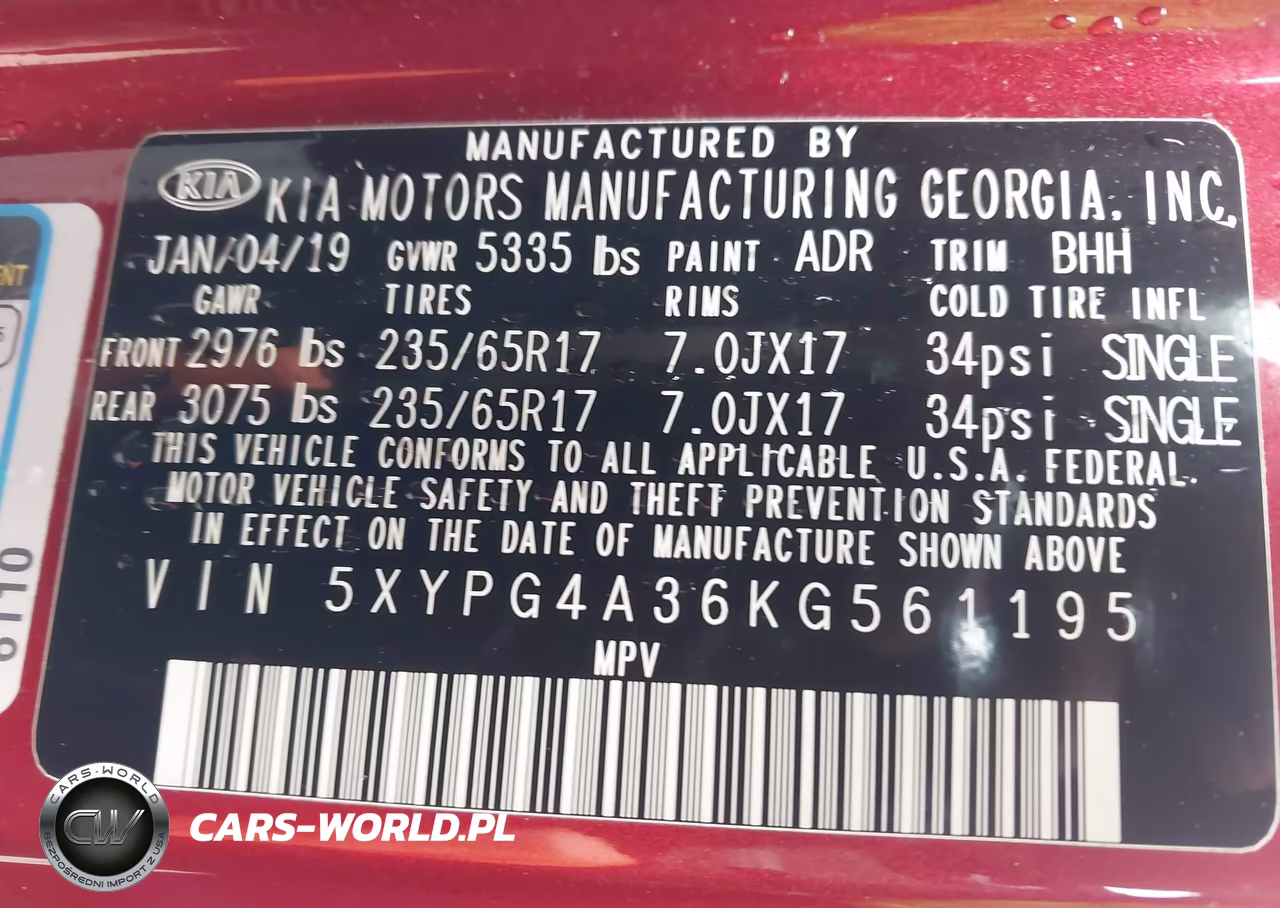 2019 Kia Sorento 2.4L Lx VIN:5XYPG4A36KG561195 - 9