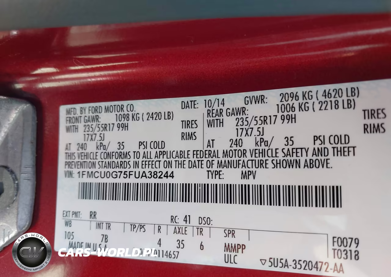 2015 Ford Escape Se VIN:1FMCU0G75FUA38244 - 9