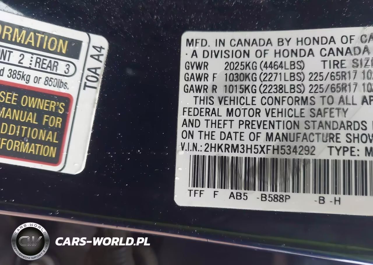2015 Honda Cr-V Ex VIN:2HKRM3H5XFH534292 - 9