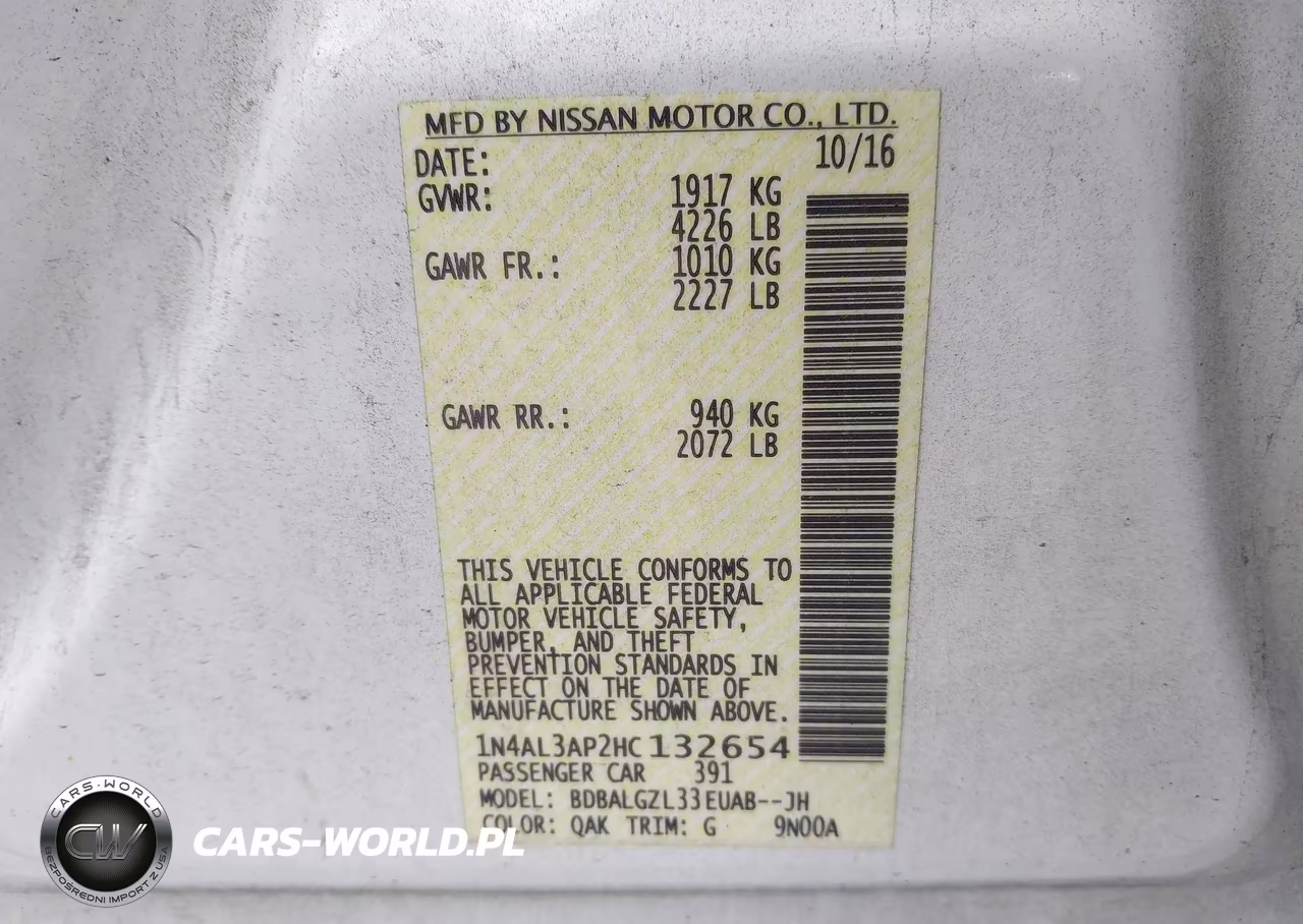 2017 Nissan Altima 2.5 S VIN:1N4AL3AP2HC132654 - 9