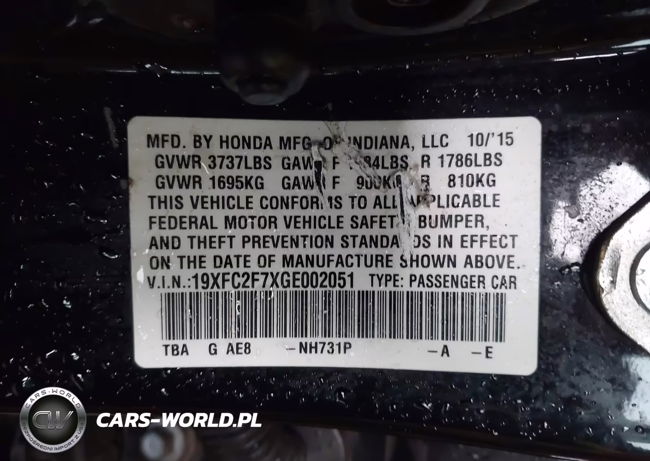 2016 Honda Civic Ex VIN:19XFC2F7XGE002051 - 9