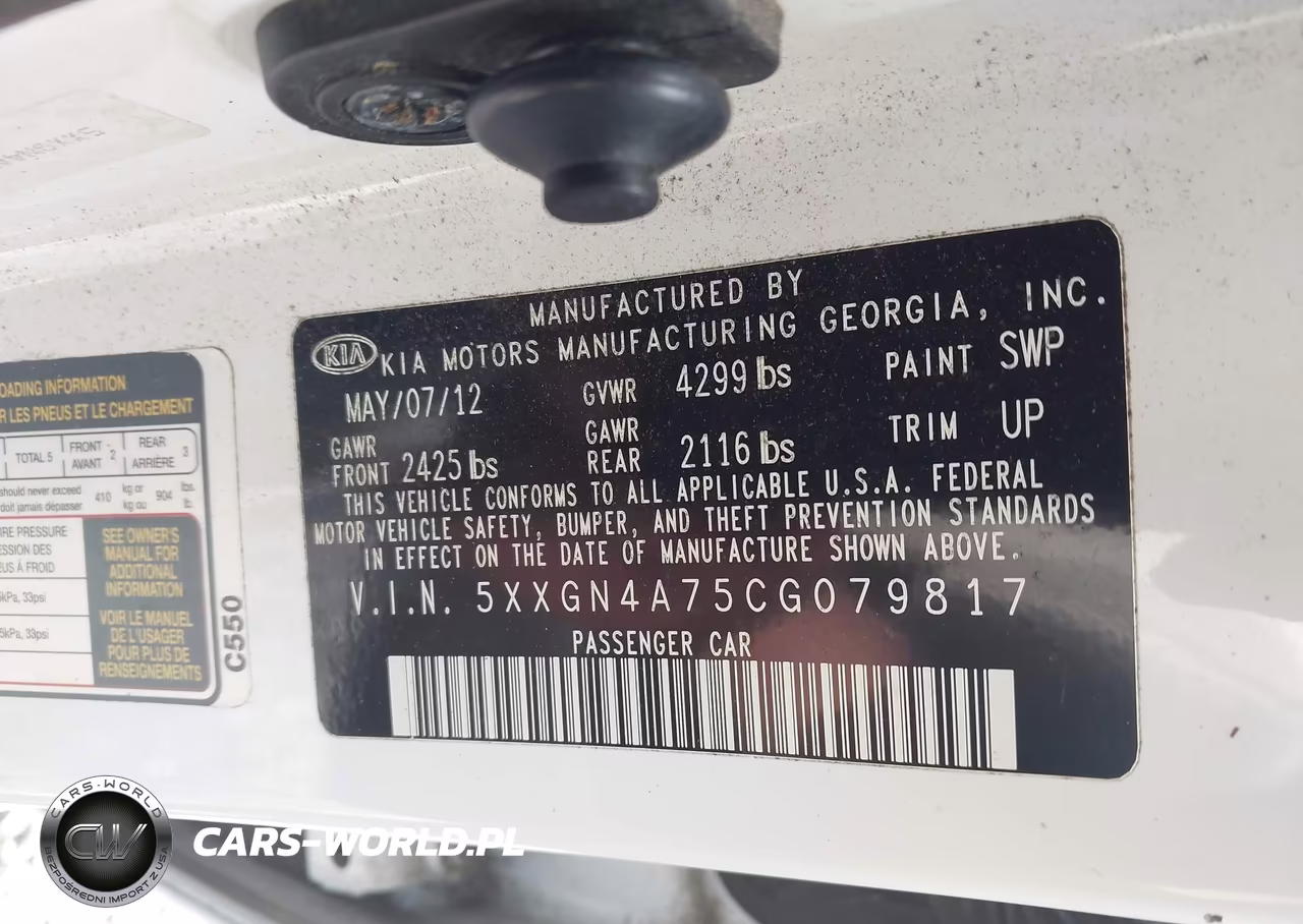 2012 Kia Optima Ex VIN:5XXGN4A75CG079817 - 9