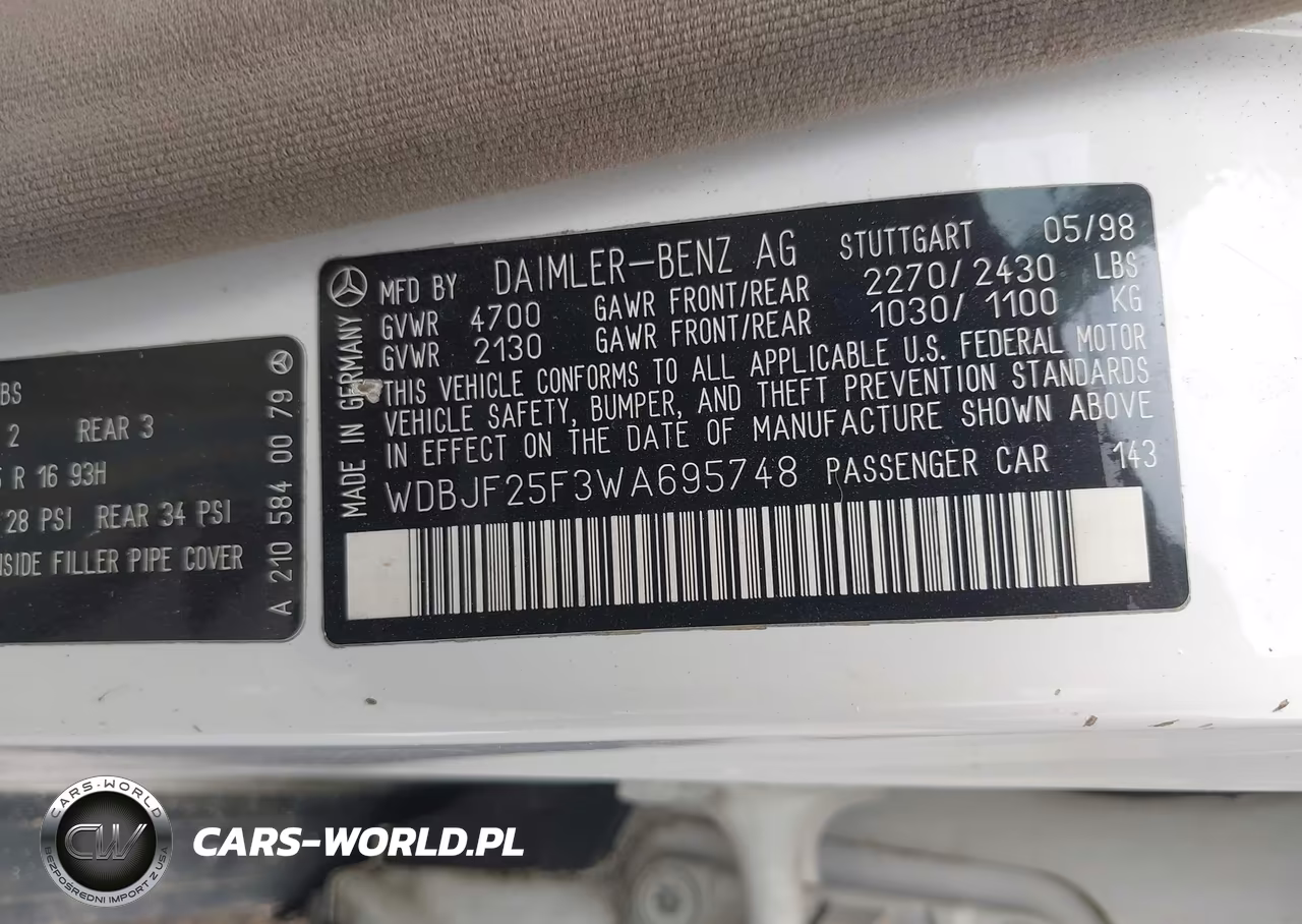 1998 Mercedes-Benz E 300 Diesel VIN:WDBJF25F3WA695748 - 9