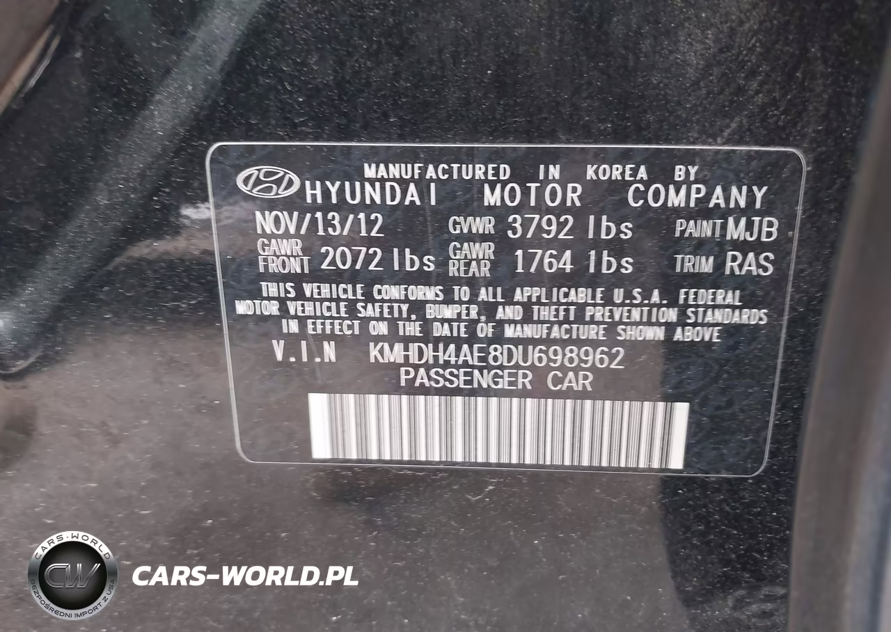2013 Hyundai Elantra Gls VIN:KMHDH4AE8DU698962 - 9